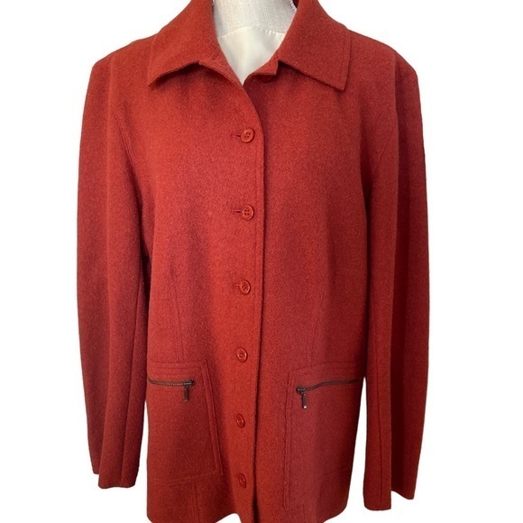 Talbots alpaca wool size XL burnt orange in color button closure 2 zip pockets - Picture 1 of 9